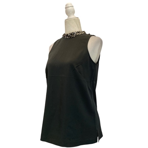 Ann Taylor NWT Jewelled Mock-Neck Sleeveless Keyhole Top Blouse - Picture 2 of 7